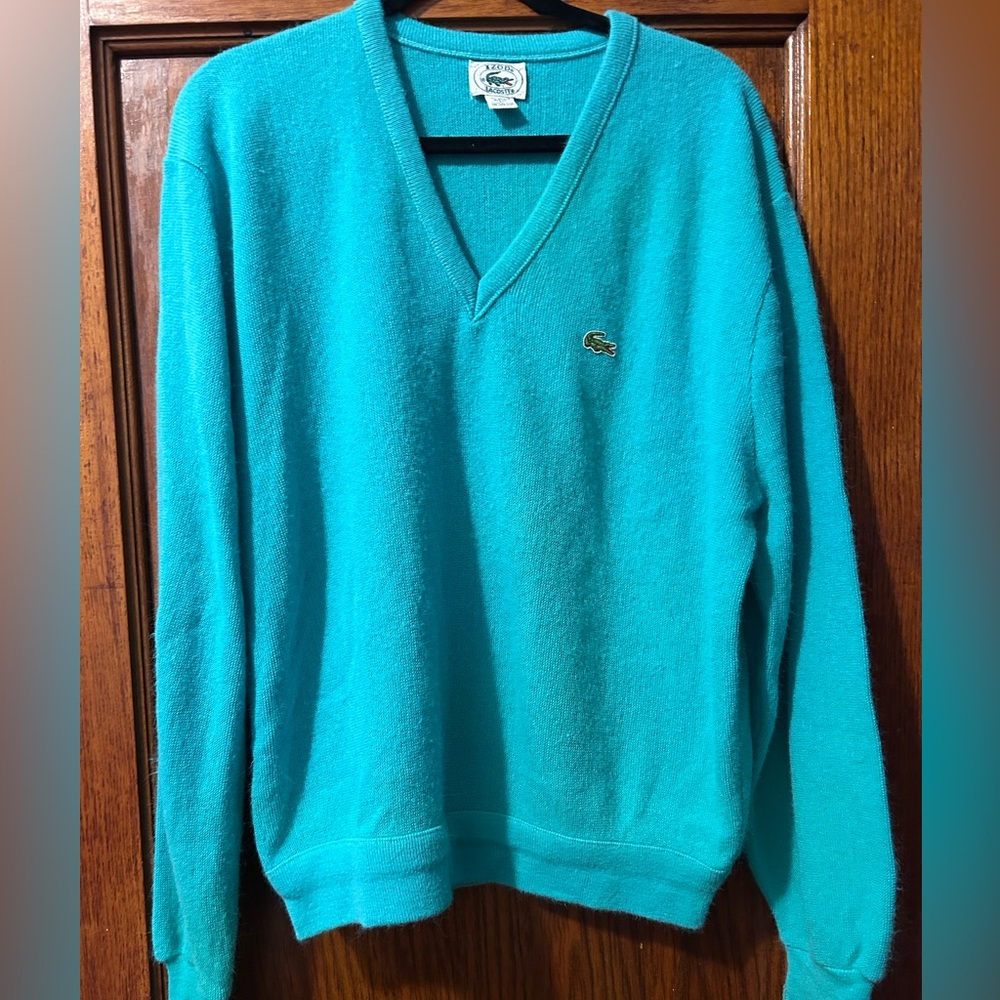 Vintage Izod Lacoste Men's Teal Sweater